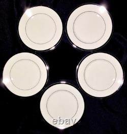 LENOXBlack Royale' PLATINUM RIMMED USA Made-25 PIECE/5 SET-PRISTINE! Porcelain