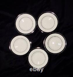 LENOXBlack Royale' PLATINUM RIMMED USA Made-25 PIECE/5 SET-PRISTINE! Porcelain