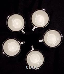 LENOXBlack Royale' PLATINUM RIMMED USA Made-25 PIECE/5 SET-PRISTINE! Porcelain
