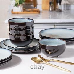 LERATIO Ceramic Dinnerware Sets, Stoneware Coupe Plates and Bowls Sets, Highly