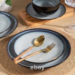 LERATIO Ceramic Dinnerware Sets, Stoneware Coupe Plates and Bowls Sets, Highly