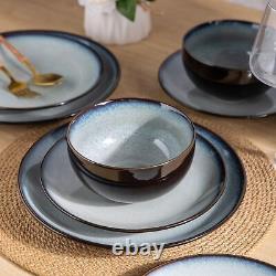 LERATIO Ceramic Dinnerware Sets, Stoneware Coupe Plates and Bowls Sets, Highly