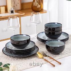 LERATIO Ceramic Dinnerware Sets, Stoneware Coupe Plates and Bowls Sets, Highly