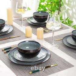 LERATIO Ceramic Dinnerware Sets, Stoneware Coupe Plates and Bowls Sets, Highly