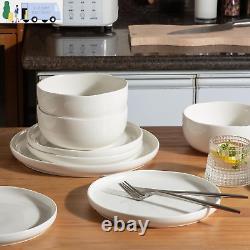 LERATIO Ceramic Dinnerware Sets, Stoneware Coupe Plates and Bowls Sets, Highly Chi