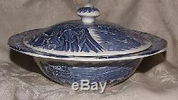 LIBERTY BLUE Staffordshire Covered Vegetable Bowl MINT 1975-81 Boston Tea Party