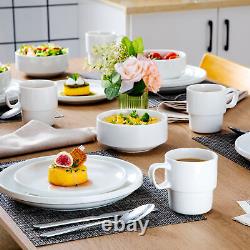 LOVECASA 16-Piece Dinnerware Set Porcelain Dinner Plates Cereal Bowls and Mugs