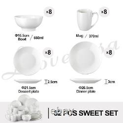 LOVECASA Series Sweet 32-Piece Porcelain Dinnerware Set Dinner Set Service for 8