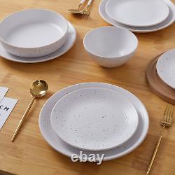 Lauren Modern Stoneware 16-Piece round Dinnerware Set, Plates and Bowls Set, Dis