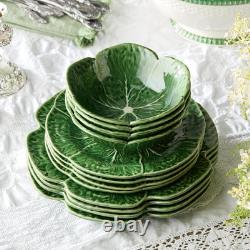 Le Jardin 12-Piece Green Stoneware Dinnerware Set for 4 with Leaf Design