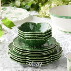 Le Jardin 12-Piece Green Stoneware Dinnerware Set for 4 with Leaf Design