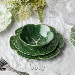 Le Jardin 12-Piece Green Stoneware Dinnerware Set for 4 with Leaf Design