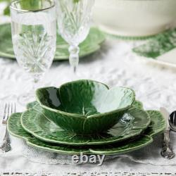 Le Jardin 12-Piece Green Stoneware Dinnerware Set for 4 with Leaf Design