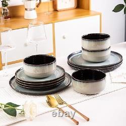 LeRatio Ceramic Dinnerware Sets of 6Poreclain Plates and Bowls SetsHandmade R