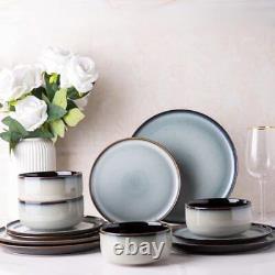 LeRatio Ceramic Dinnerware Sets of 6Poreclain Plates and Bowls SetsHandmade R