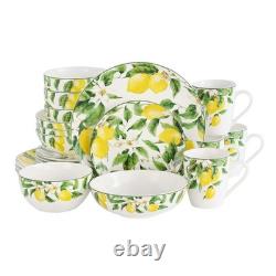 Lemon Floral Bone China Dinnerware Set, Service for 4, 20 Piece Lemon Floral Bone China Dinnerware Set, Service for 4, 20 Piece