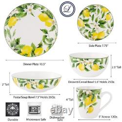 Lemon Floral Bone China Dinnerware Set, Service for 4, 20 Piece