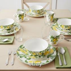Lemon Floral Bone China Dinnerware Set, Service for 4, 20 Piece