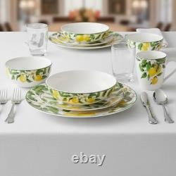 Lemon Floral Bone China Dinnerware Set, Service for 4, 20 Piece
