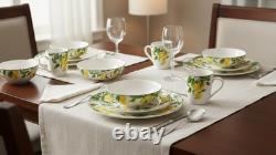 Lemon Floral Bone China Dinnerware Set, Service for 4, 20 Piece Lemon Floral Bone China Dinnerware Set, Service for 4, 20 Piece