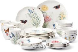 Lenox 865075 Butterfly Meadow 28-Piece Dinnerware Set, White