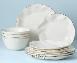 Lenox Blue Bay White Porcelain 12-piece Gold Rim Dinnerware Set Service for 4