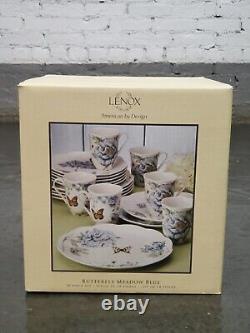 Lenox Butterfly Meadow Blue 18-Piece Dinnerware Set Service for 6 Plates & Mugs