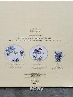 Lenox Butterfly Meadow Blue 18-Piece Dinnerware Set Service for 6 Plates & Mugs