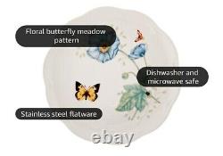 Lenox Butterfly Meadow Blue 18-Piece Dinnerware Set Service for 6 Plates & Mugs