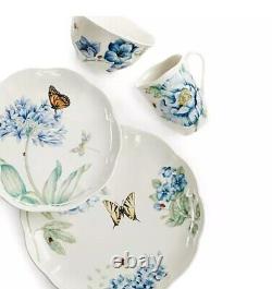 Lenox Butterfly Meadow Blue 18-Piece Dinnerware Set Service for 6 Plates & Mugs