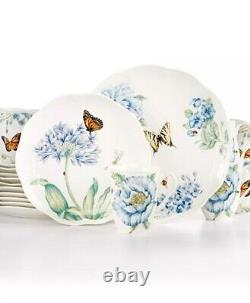 Lenox Butterfly Meadow Blue 18-Piece Dinnerware Set Service for 6 Plates & Mugs