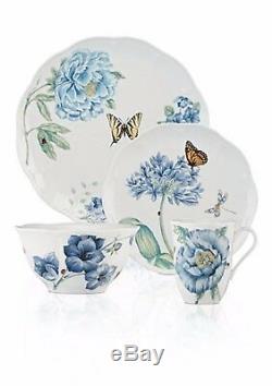 Lenox Butterfly Meadow Blue Dinnerware Set 28 Piece Service For 4 Porcelain NEW