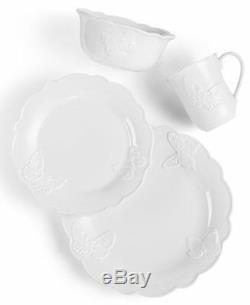 Lenox Butterfly Meadow Carved Vanilla White 12-piece Dinnerware Set for 4 NEW