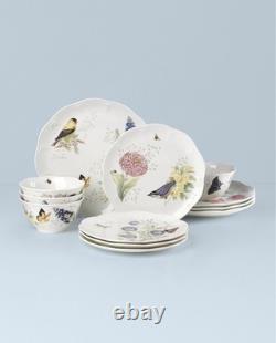 Lenox Butterfly Meadow Flutter 16 Piece Porcelain Dinnerware Set with Birds
