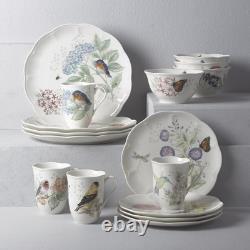 Lenox Butterfly Meadow Flutter 16 Piece Porcelain Dinnerware Set with Birds