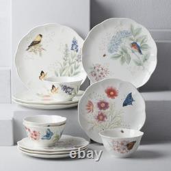 Lenox Butterfly Meadow Flutter 16 Piece Porcelain Dinnerware Set with Birds