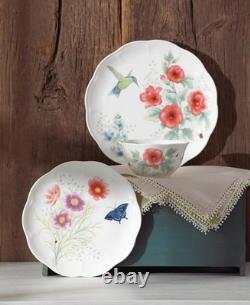 Lenox Butterfly Meadow Flutter 16 Piece Porcelain Dinnerware Set with Birds