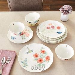 Lenox Butterfly Meadow Flutter 16 Piece Porcelain Dinnerware Set with Birds