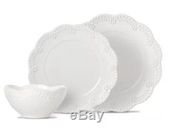 Lenox Chelse Muse Floral White 12-Piece Scalloped Dinnerware Set