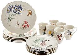 Lenox Dinnerware Set 18 Piece Floral Butterfly Meadow Dinner Service For 6 Decor
