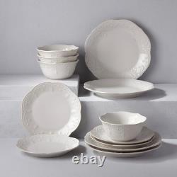 Lenox Dinnerware Set, French Perle White 12-Piece Set, Service For 4, Stoneware