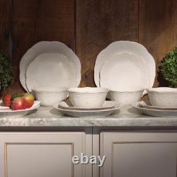 Lenox Dinnerware Set, French Perle White 12-Piece Set, Service For 4, Stoneware