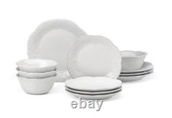 Lenox French Perle 12-Piece Dinnerware Set, White, with Accent Plates