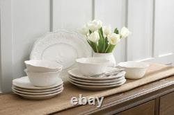 Lenox French Perle 12 Piece White Dinnerware Set Casual to Formal Dining