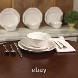 Lenox French Perle 12 Piece White Dinnerware Set Casual to Formal Dining