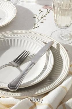 Lenox French Perle Groove 12 pc Embossed Stoneware Dinnerware Set Service for 4
