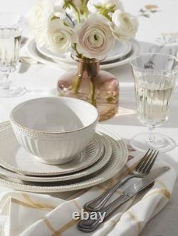Lenox French Perle Groove 12 pc Embossed Stoneware Dinnerware Set Service for 4