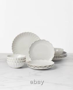 Lenox French Perle Scallop 12 Piece Dinnerware Set 17.70 LB White