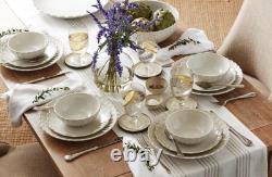 Lenox French Perle Scallop 12 Piece Dinnerware Set 17.70 LB White