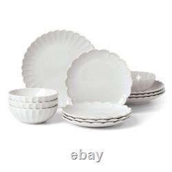 Lenox French Perle Scallop 12 Piece Dinnerware Set 17.70 LB White